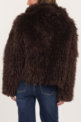 D+J CHOCOLATE FAUX FUR JACKET