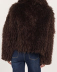 D+J CHOCOLATE FAUX FUR JACKET