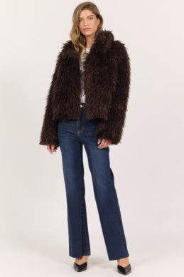 D+J CHOCOLATE FAUX FUR JACKET
