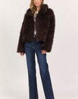 D+J CHOCOLATE FAUX FUR JACKET