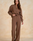 BROWN 3/4 ZIP SWEATSHIRT