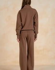 BROWN 3/4 ZIP SWEATSHIRT