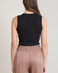 BLACK RIBBED TANK
