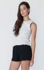 OAT HEATHER WAFFLE KNIT TANK