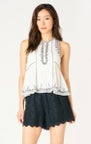 ECRU/BLACK EMBRODERED TOP