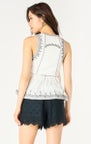 ECRU/BLACK EMBRODERED TOP