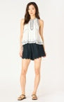 ECRU/BLACK EMBRODERED TOP