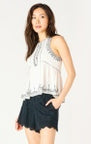 ECRU/BLACK EMBRODERED TOP