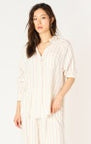 NEUTRAL STRIPE OVERSIZED BUTTON FRONT SHIRT