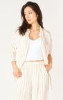NEUTRAL STRIPE OVERSIZED BUTTON FRONT SHIRT