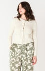 ECRU PEARL DETAIL OPEN STITCH CARDIGAN