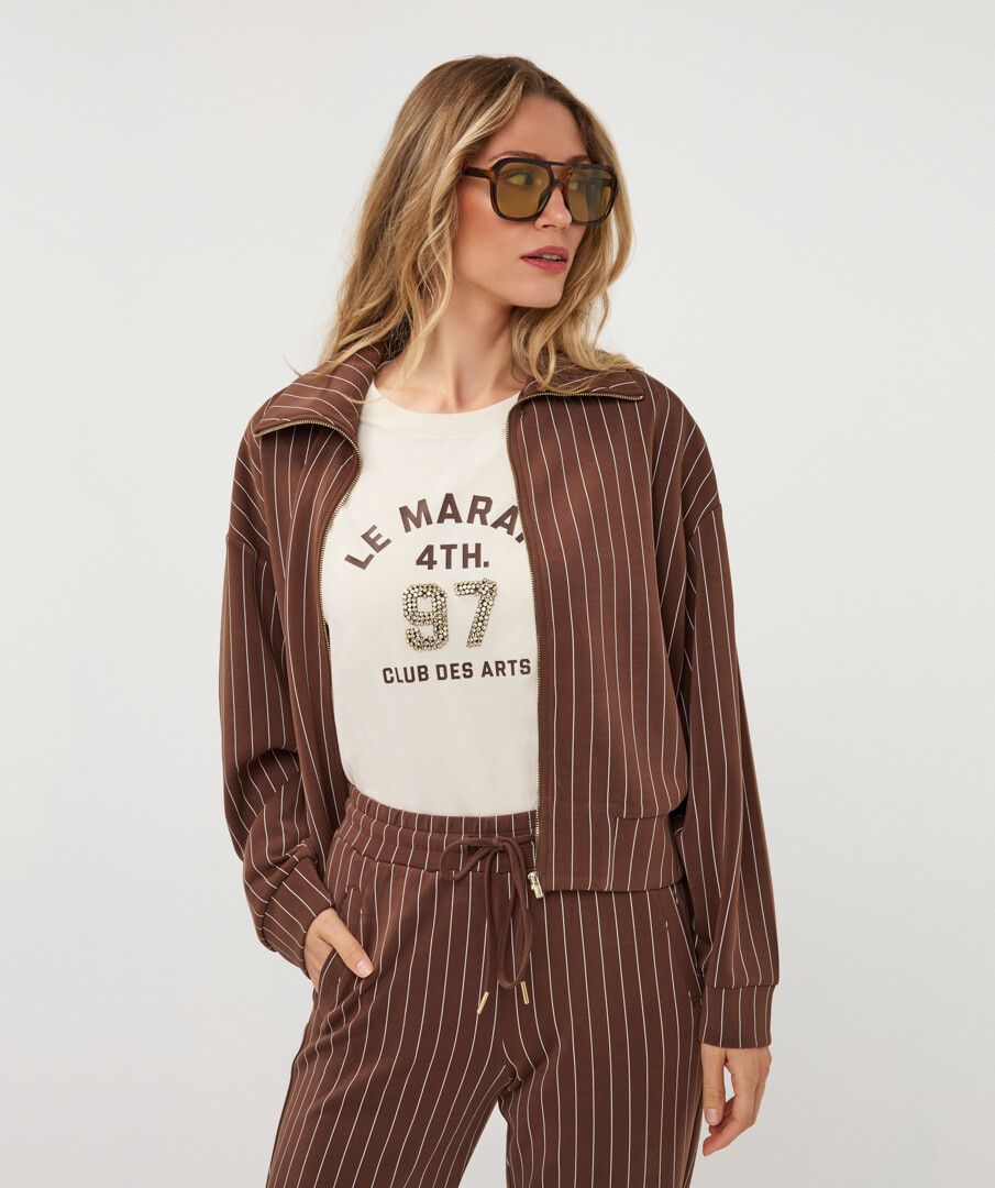BROWN STRIPE MODAL JACKET