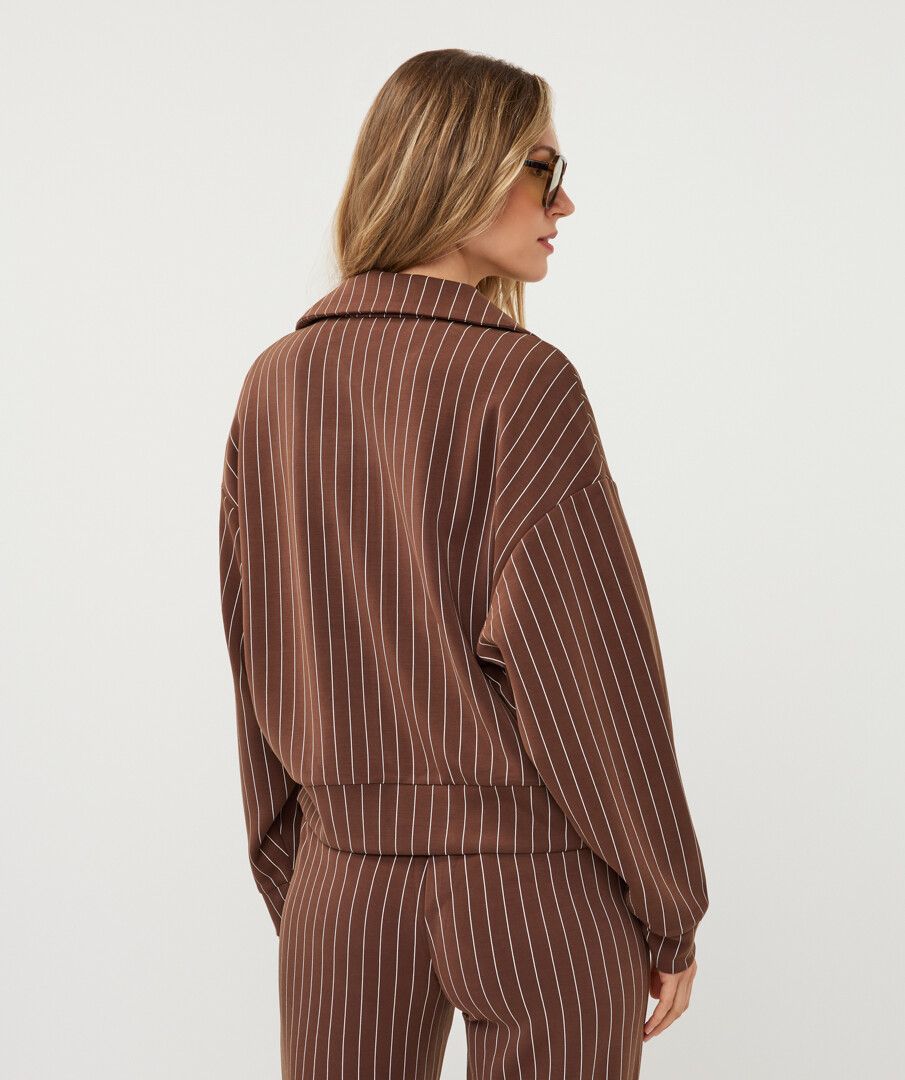 BROWN STRIPE MODAL JACKET