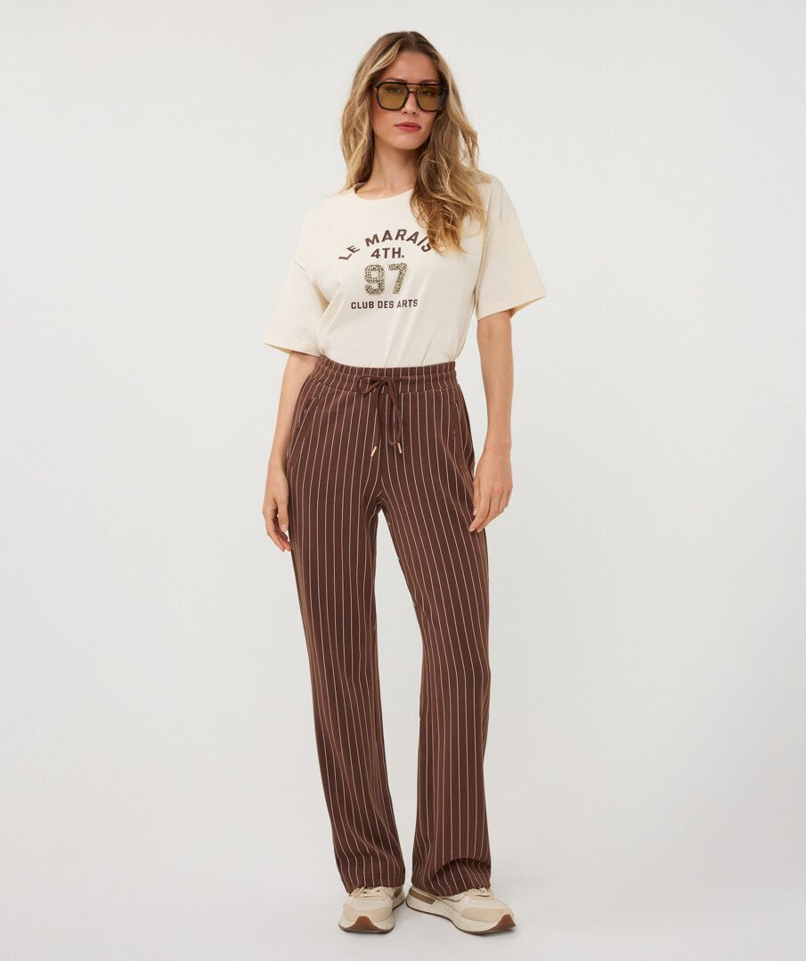 BROWN STRIPE MODAL TROUSERS