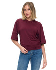 WINE RUCHED DETAILED T SHIRT